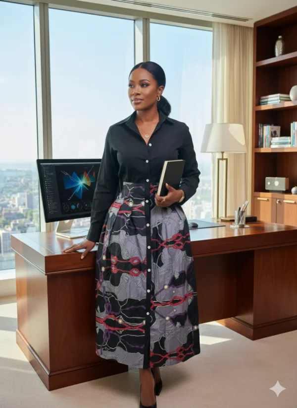 Floral Button-Down Long Gown with Shirt-Like Design