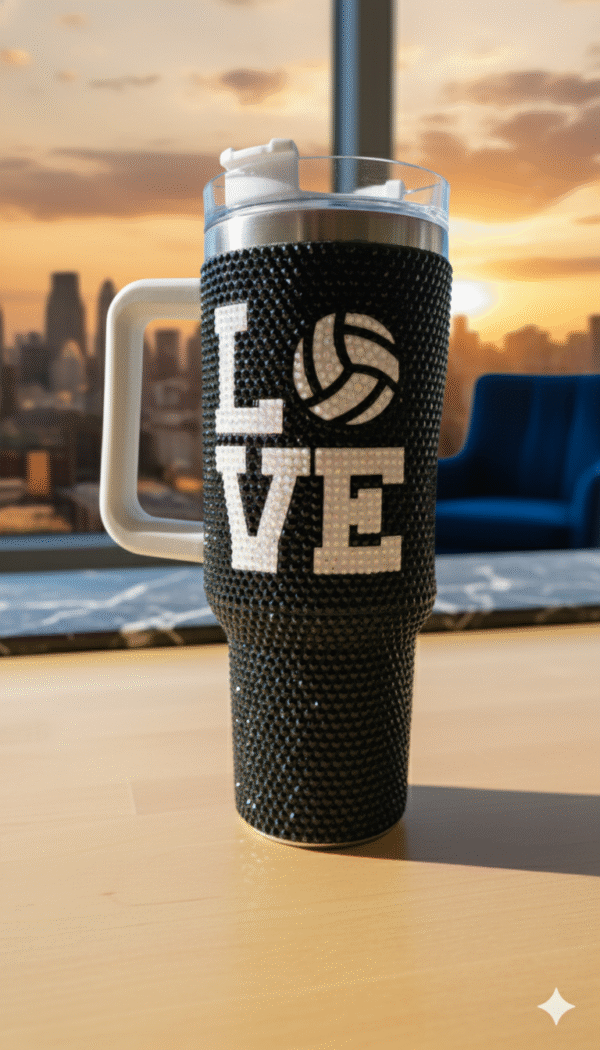 Diamond Glitter Tumbler with Ball Design