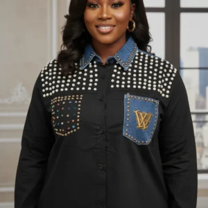 Louis Vuitton Long-Sleeve Shirt with Stones