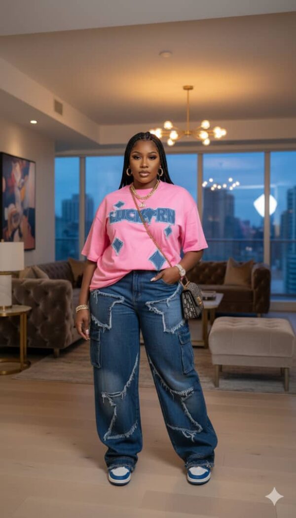 Trendy Patchwork Denim Jeans